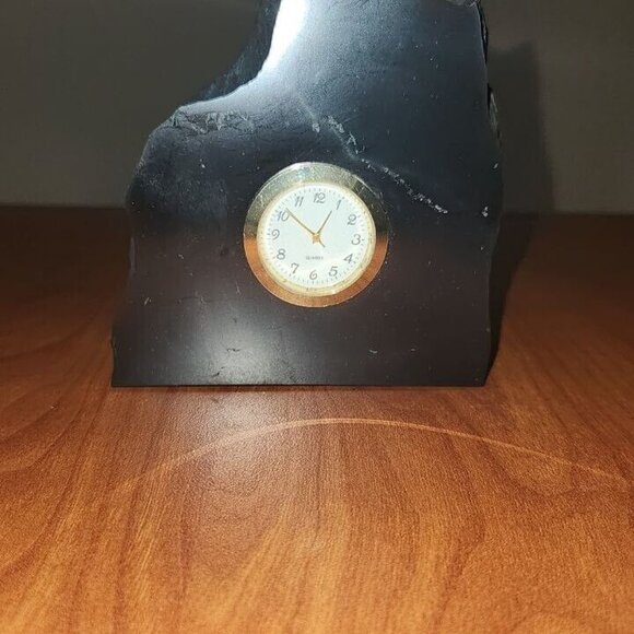 Shungite Stone Desktop Clock Handmade Home Decor Clock Mother's Day Gift B - Picture 1 of 4